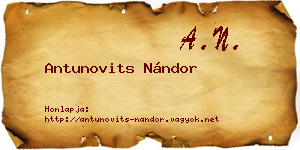 Antunovits Nándor névjegykártya