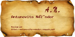 Antunovits Nándor névjegykártya